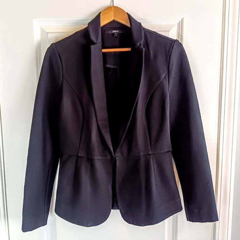 Quince Black Ultra Stretch Ponte Knit Blazer